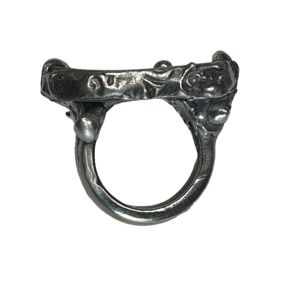 SOLD! Peter Rabbit Broken China & Spoon Artisan Ring Upcycled & Boho Silver Meta - Picture 10 of 17